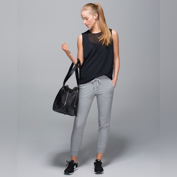 Lululemon No Sweat Pants Side Zips Pre/Post Workout Heathered Grey - Picture 2 of 11